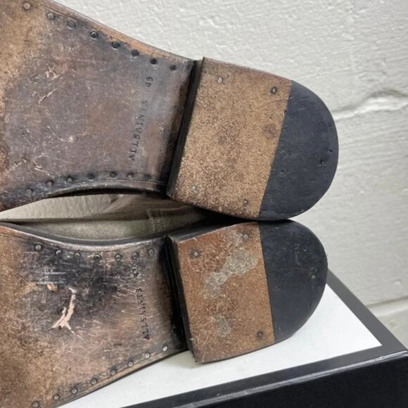 All Saints Brown Suede Ankle Boots Zip Side Men's 43 EU/10 US Made In Portugal - Picture 10 of 11